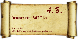 Armbrust Béla névjegykártya