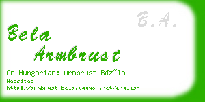 bela armbrust business card